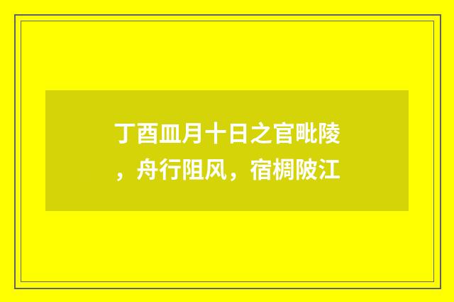 丁酉皿月十日之官毗陵，舟行阻风，宿椆陂江