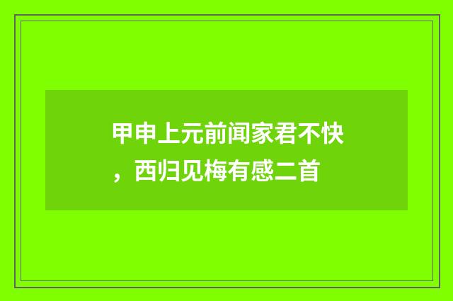 甲申上元前闻家君不快，西归见梅有感二首
