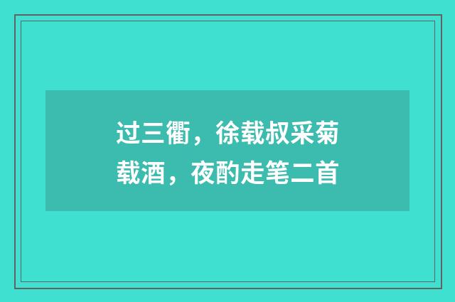 过三衢，徐载叔采菊载酒，夜酌走笔二首