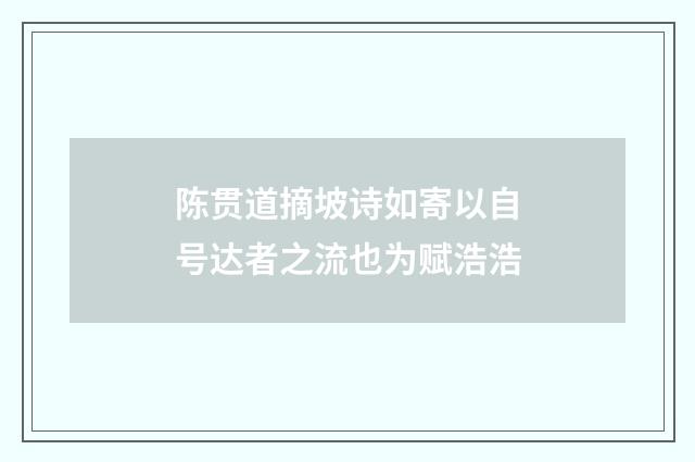 陈贯道摘坡诗如寄以自号达者之流也为赋浩浩