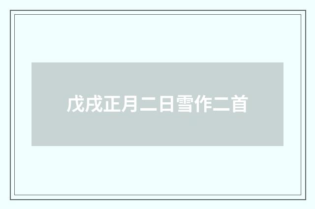 戊戌正月二日雪作二首