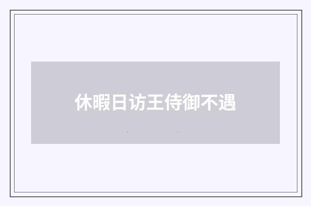 休暇日访王侍御不遇