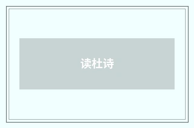 读杜诗