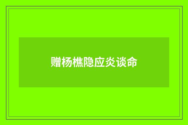 赠杨樵隐应炎谈命