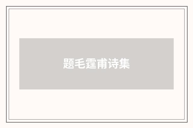 题毛霆甫诗集