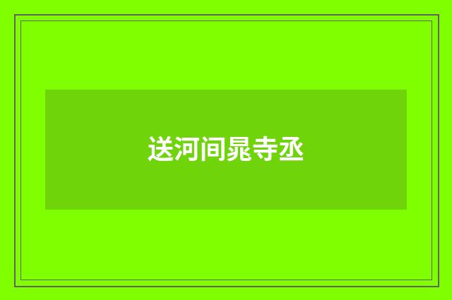 送河间晁寺丞
