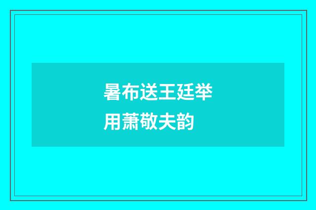暑布送王廷举用萧敬夫韵
