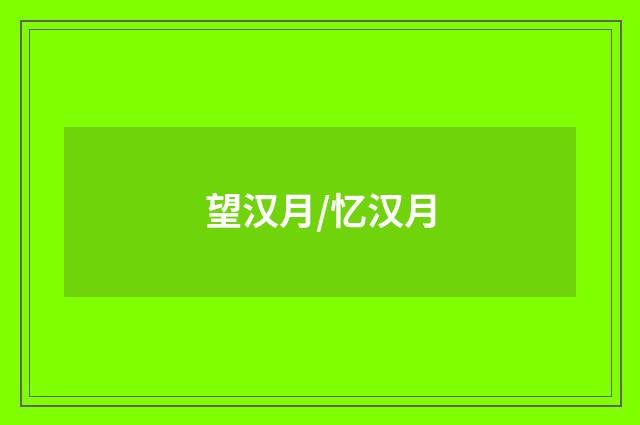 望汉月/忆汉月
