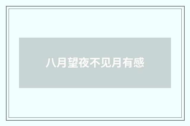 八月望夜不见月有感