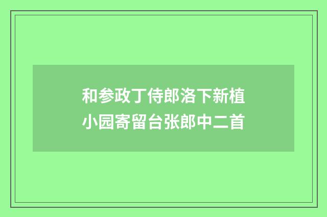 和参政丁侍郎洛下新植小园寄留台张郎中二首