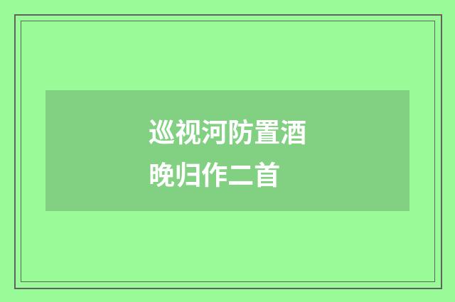 巡视河防置酒晚归作二首
