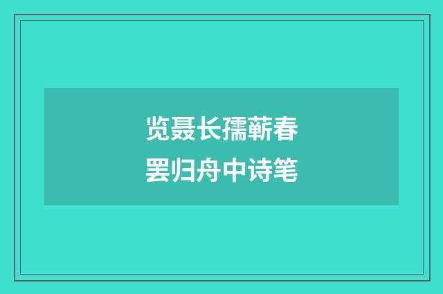 览聂长孺蕲春罢归舟中诗笔