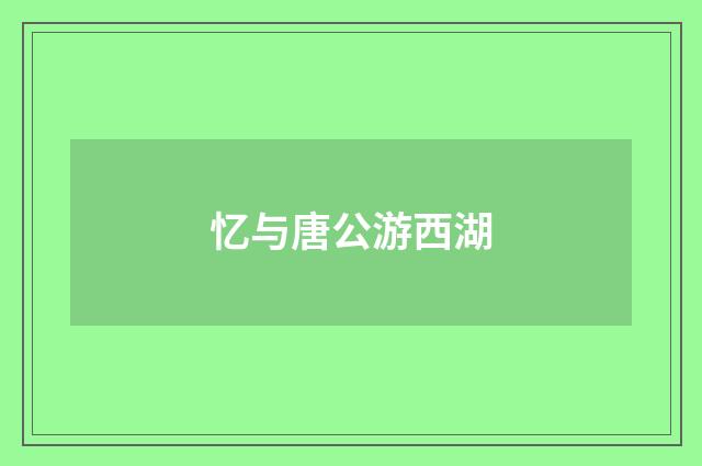 忆与唐公游西湖