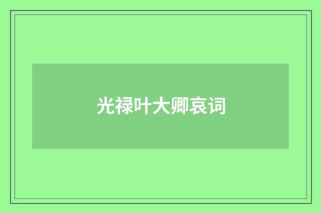 光禄叶大卿哀词