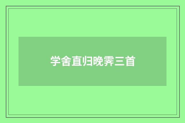 学舍直归晚霁三首