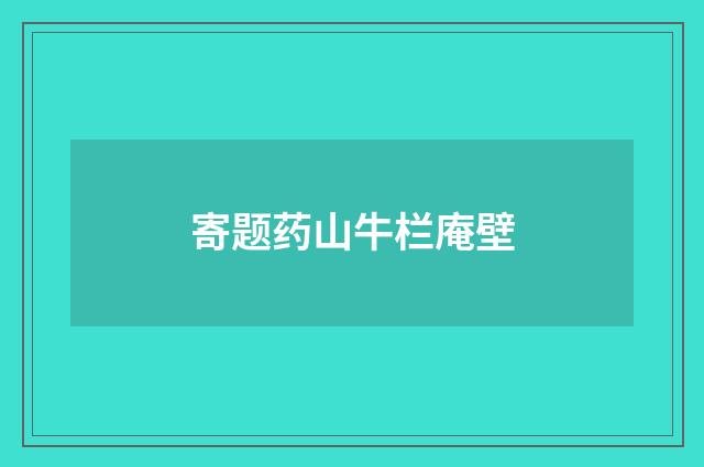 寄题药山牛栏庵壁