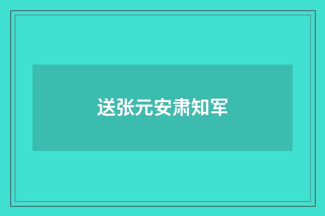 送张元安肃知军