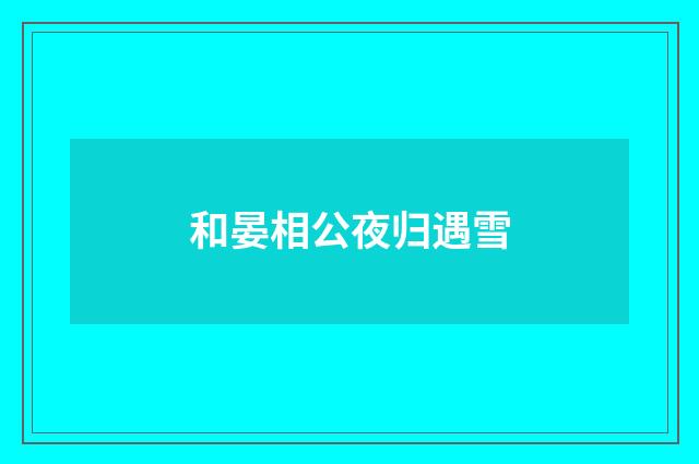 和晏相公夜归遇雪
