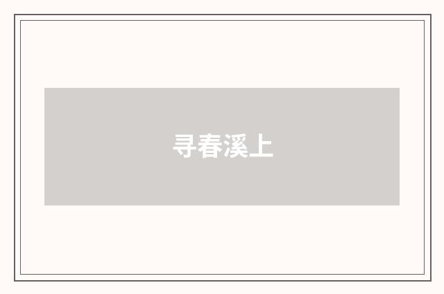 寻春溪上
