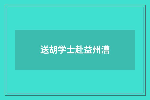送胡学士赴益州漕