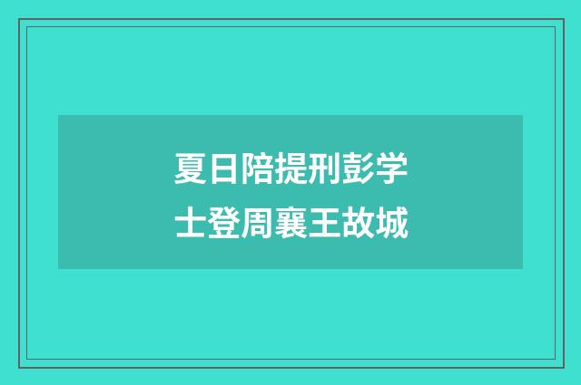 夏日陪提刑彭学士登周襄王故城