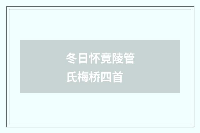 冬日怀竟陵管氏梅桥四首
