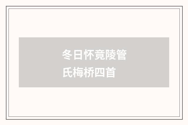 冬日怀竟陵管氏梅桥四首