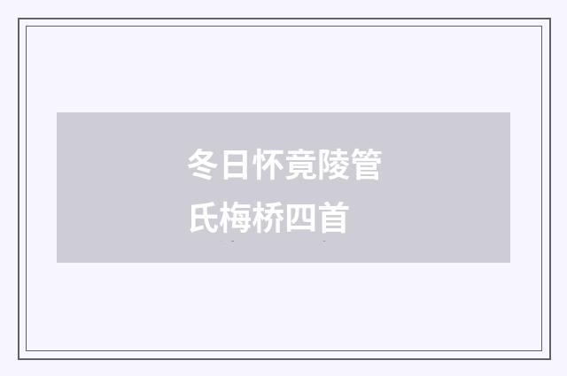 冬日怀竟陵管氏梅桥四首