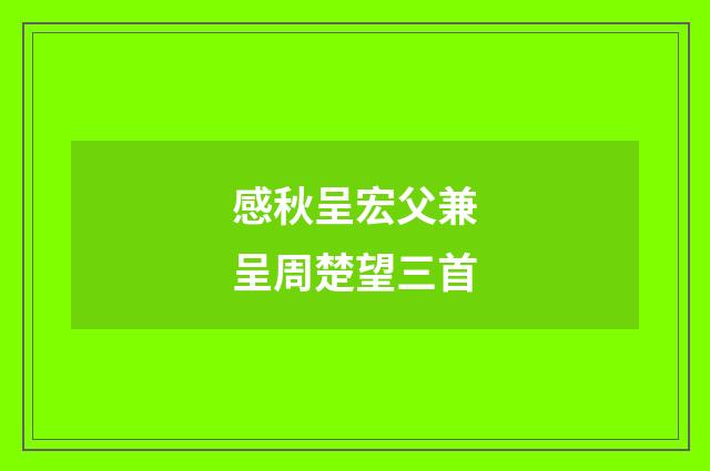 感秋呈宏父兼呈周楚望三首