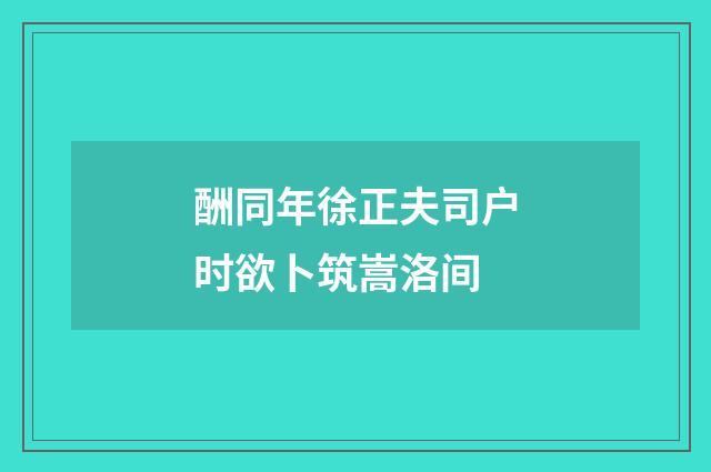 酬同年徐正夫司户时欲卜筑嵩洛间