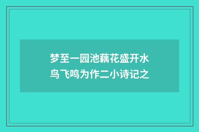 梦至一园池藕花盛开水鸟飞鸣为作二小诗记之