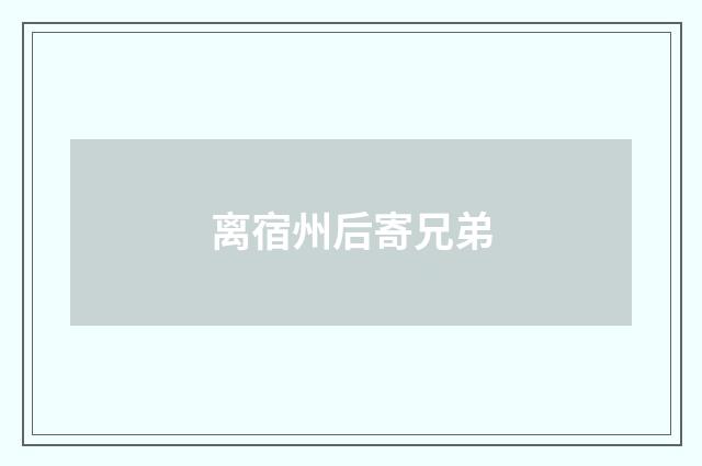 离宿州后寄兄弟