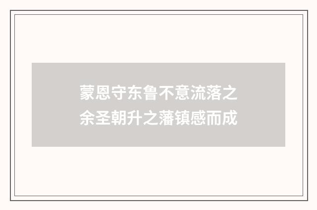 蒙恩守东鲁不意流落之余圣朝升之藩镇感而成