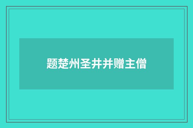 题楚州圣井并赠主僧