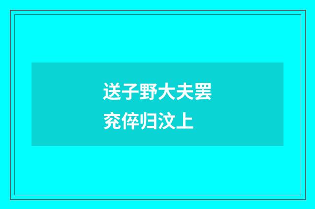 送子野大夫罢兖倅归汶上