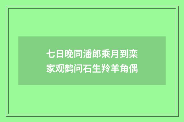 七日晚同潘郎乘月到栾家观鹤问石生羚羊角偶