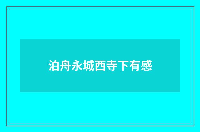 泊舟永城西寺下有感
