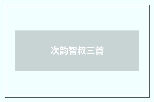 次韵智叔三首