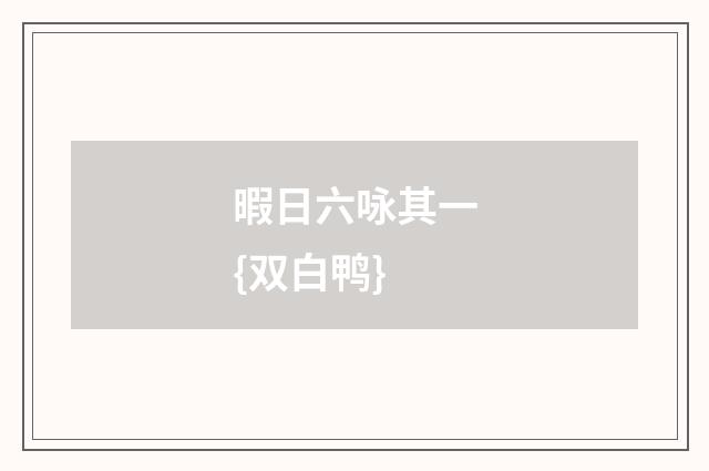 暇日六咏其一{双白鸭}