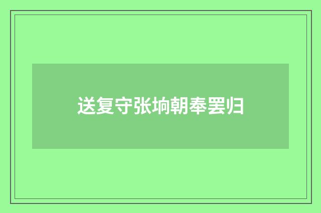 送复守张垧朝奉罢归