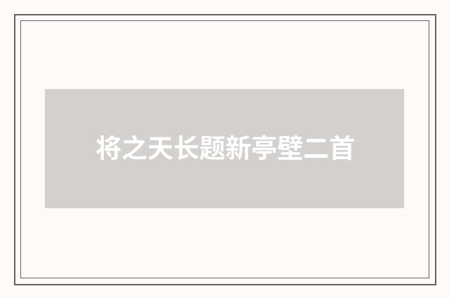 将之天长题新亭壁二首