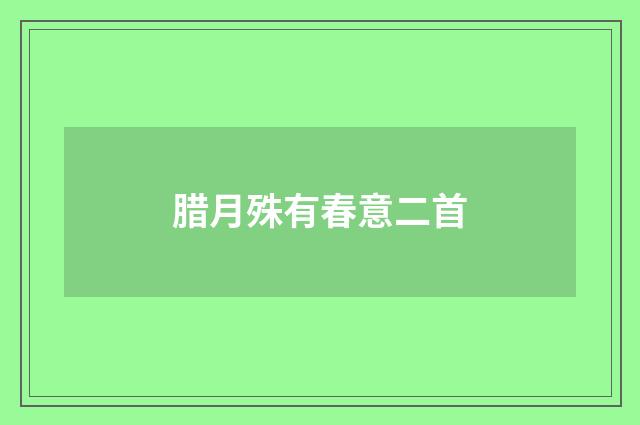 腊月殊有春意二首