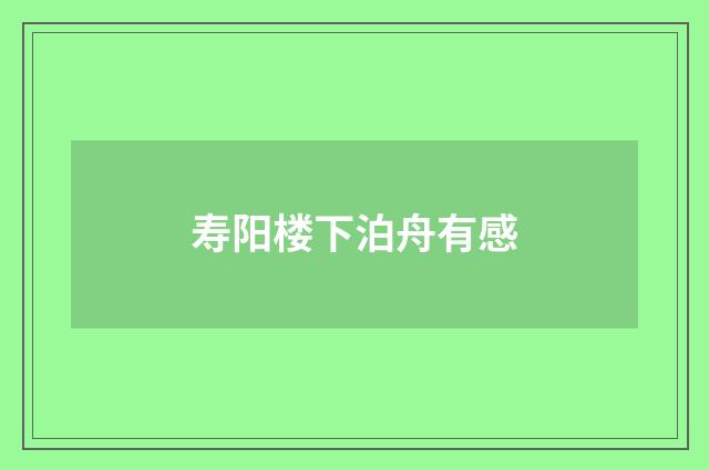 寿阳楼下泊舟有感