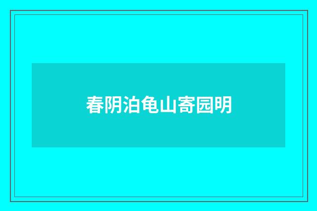 春阴泊龟山寄园明