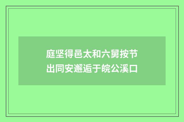 庭坚得邑太和六舅按节出同安邂逅于皖公溪口