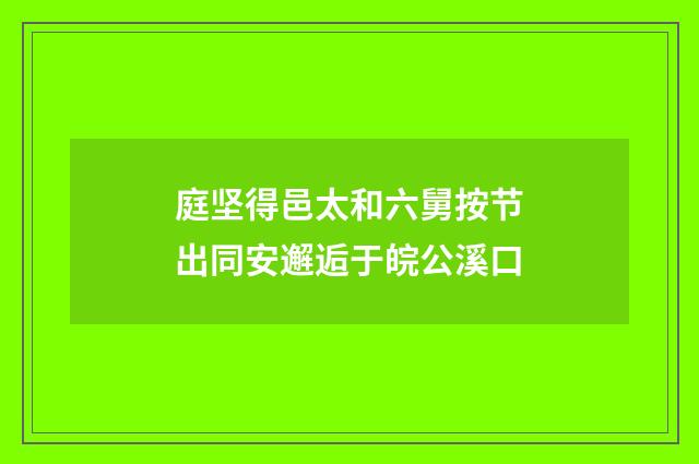 庭坚得邑太和六舅按节出同安邂逅于皖公溪口