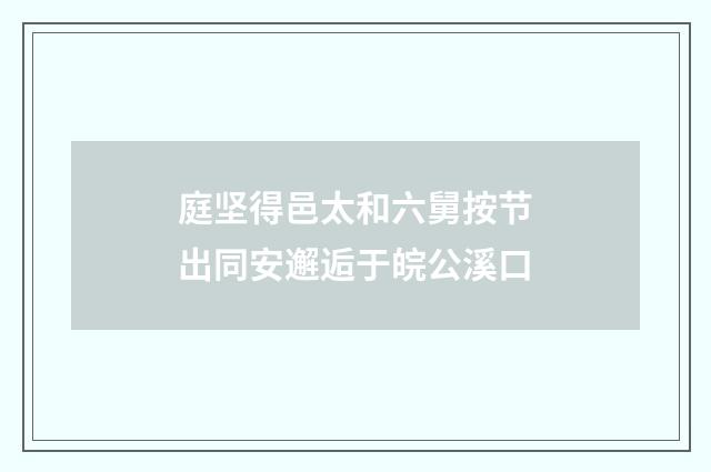 庭坚得邑太和六舅按节出同安邂逅于皖公溪口