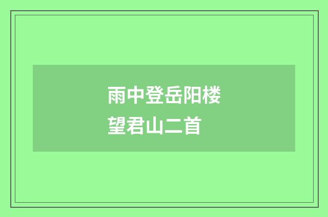 雨中登岳阳楼望君山二首