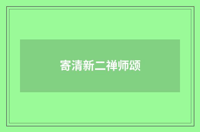 寄清新二禅师颂