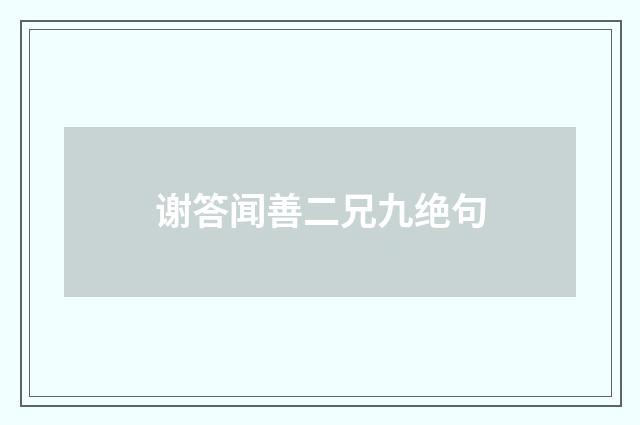 谢答闻善二兄九绝句
